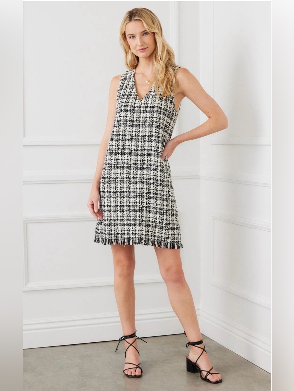 Karen Kane and White Tweed Shift Dress